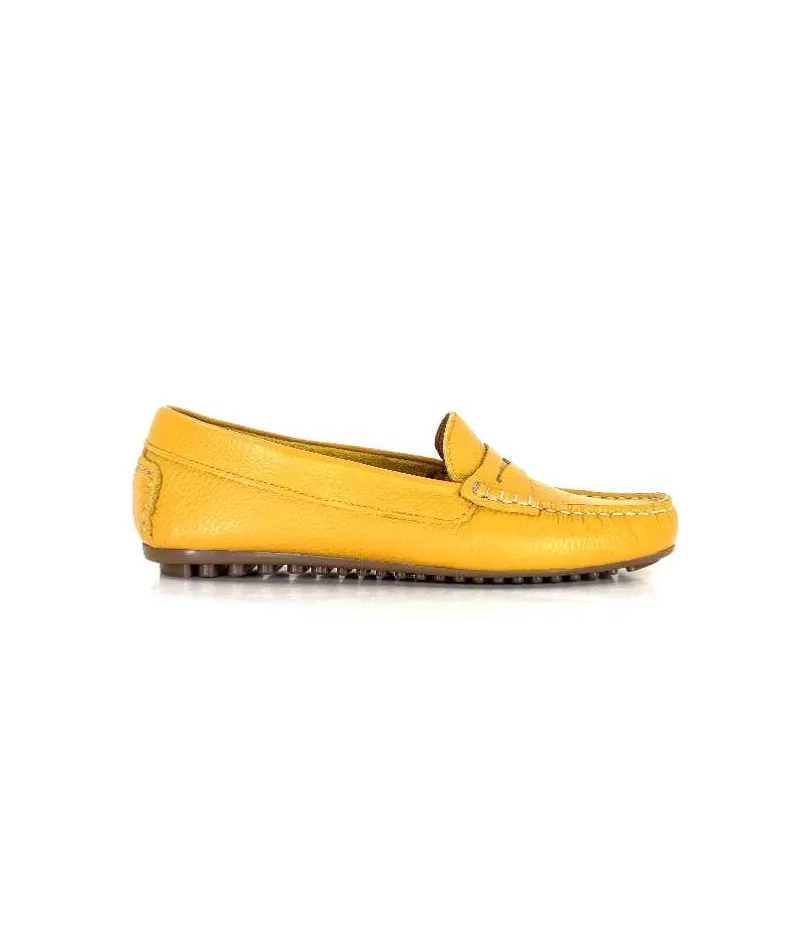 Ivoire0209b Ivoire 10322 Cuir Jaune-Femme Mocassins