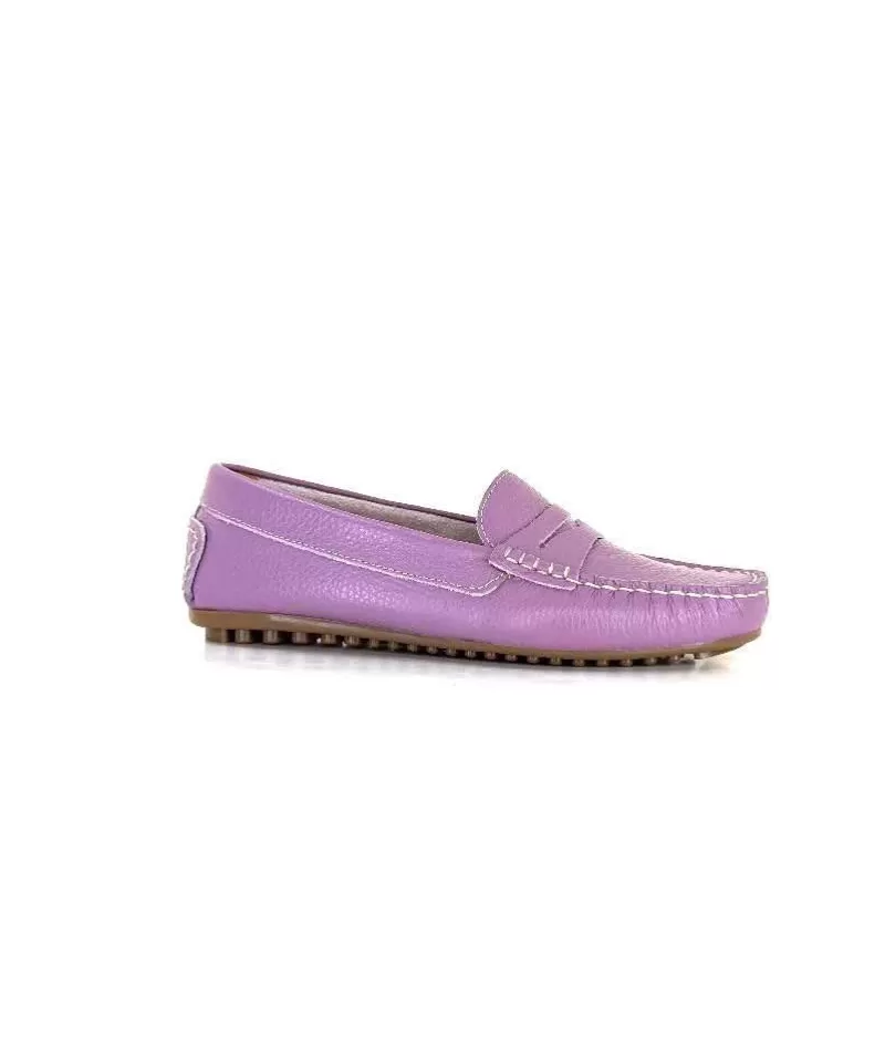 Ivoire0209b Ivoire 10322 Cuir Lilas-Femme Mocassins