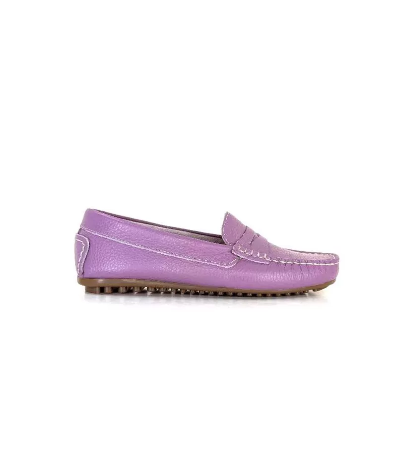 Ivoire0209b Ivoire 10322 Cuir Lilas-Femme Mocassins