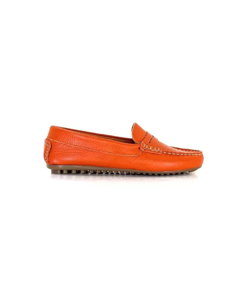 Ivoire0209b Ivoire 10322 Cuir Orange-Femme Mocassins