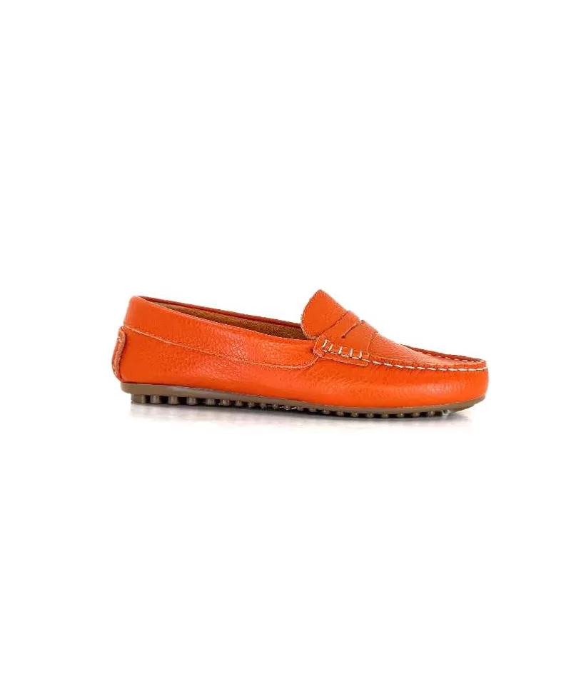 Ivoire0209b Ivoire 10322 Cuir Orange-Femme Mocassins