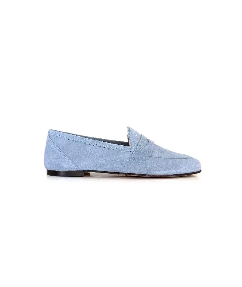 Ivoire0209b Ivoire 10648 Daim Azul Ciel-Femme Mocassins