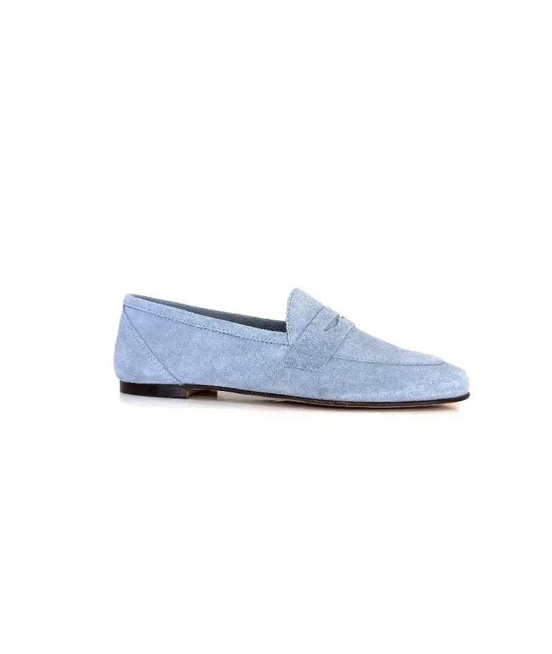 Ivoire0209b Ivoire 10648 Daim Azul Ciel-Femme Mocassins