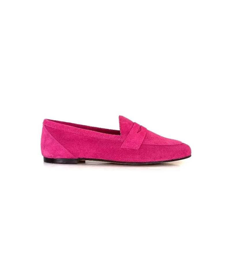 Ivoire0209b Ivoire 10648 Daim Fuxia-Femme Mocassins