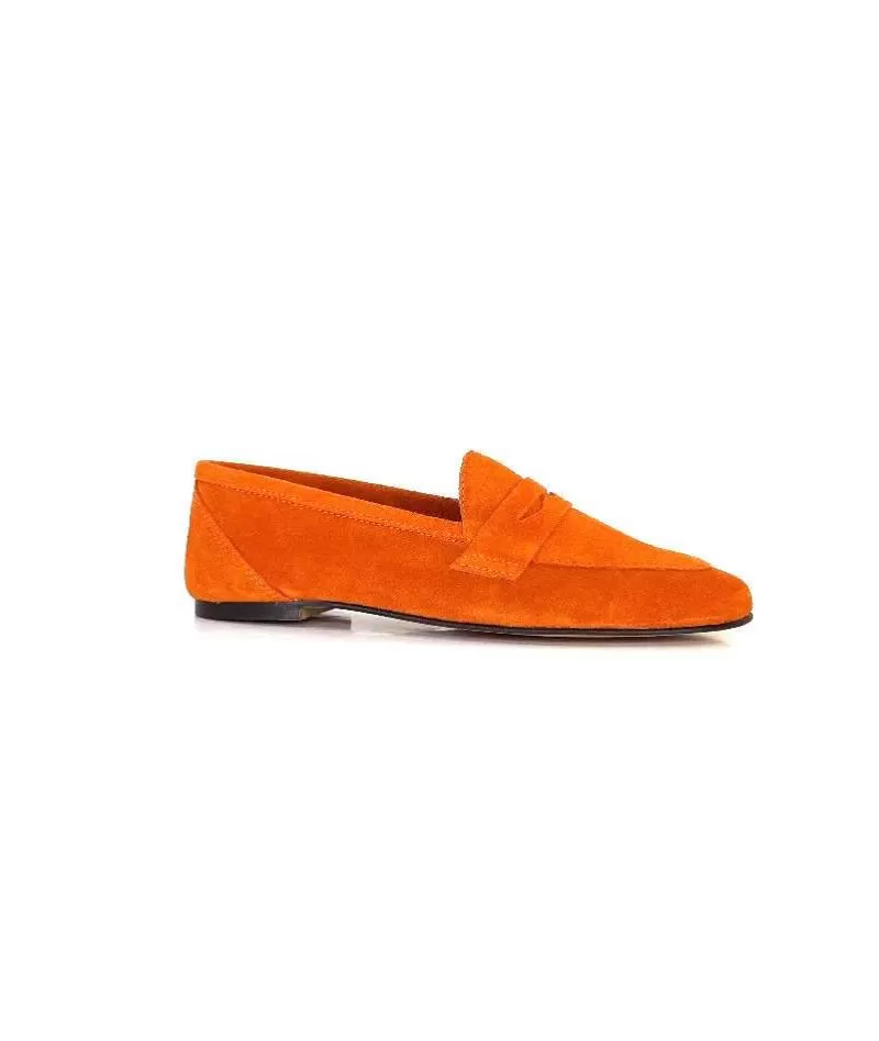 Ivoire0209b Ivoire 10648 Daim Orange-Femme Mocassins