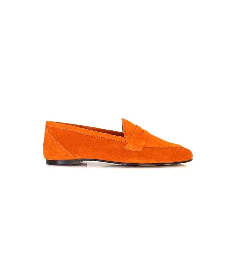 Ivoire0209b Ivoire 10648 Daim Orange-Femme Mocassins