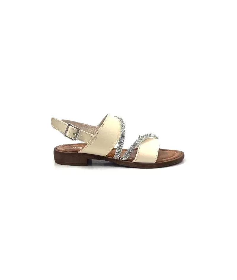 Ivoire0203a Ivoire 1078 Cuir Creme Avorio-Femme Sandales