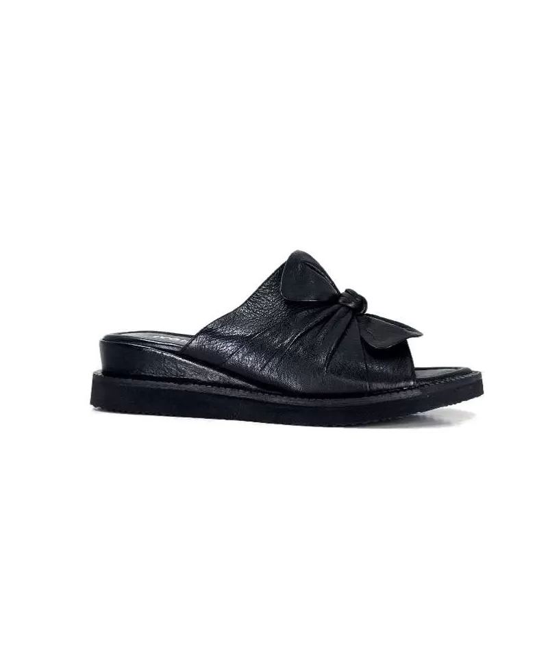 Ivoire-354 Ivoire 107911 Cuir Noir-Femme Mules