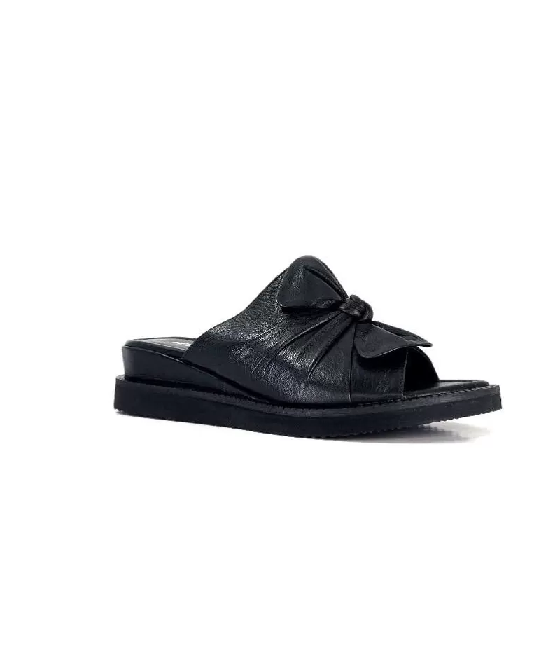 Ivoire-354 Ivoire 107911 Cuir Noir-Femme Mules