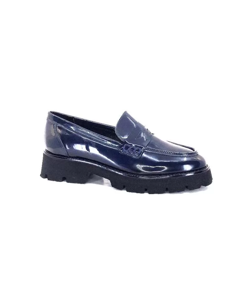 Ivoire-354 Ivoire 108606 Cuir Vernis Marine-Femme Mocassins