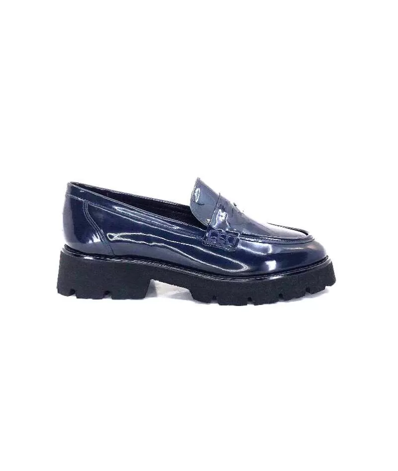 Ivoire-354 Ivoire 108606 Cuir Vernis Marine-Femme Mocassins