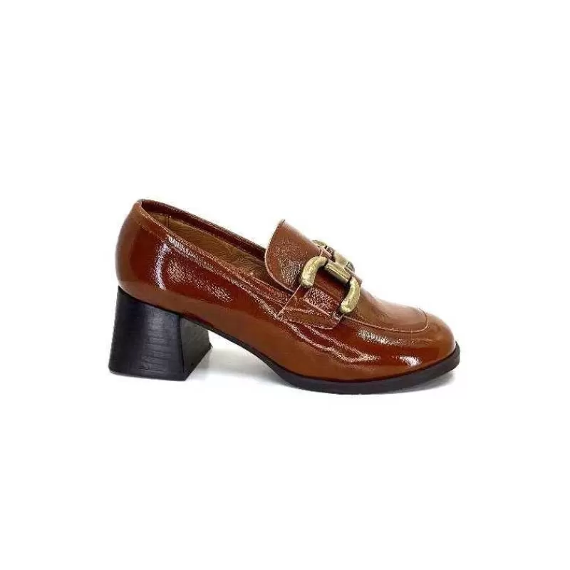 We Do Ivoire 11301A Cuir Vernis Marron-Femme Mocassins