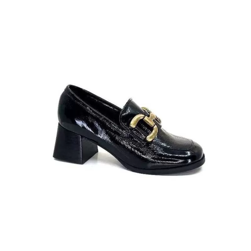 We Do Ivoire 11301A Cuir Vernis Noir-Femme Mocassins