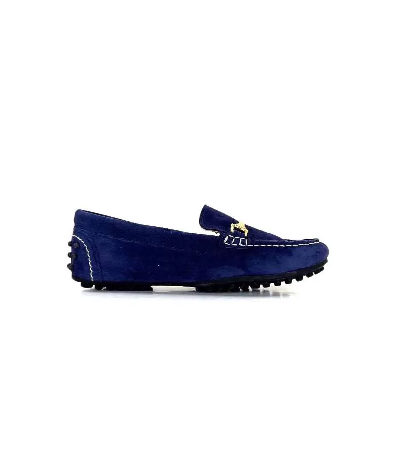 Ivoire0209b Ivoire 12443 Daim Bleu Marine-Femme Mocassins