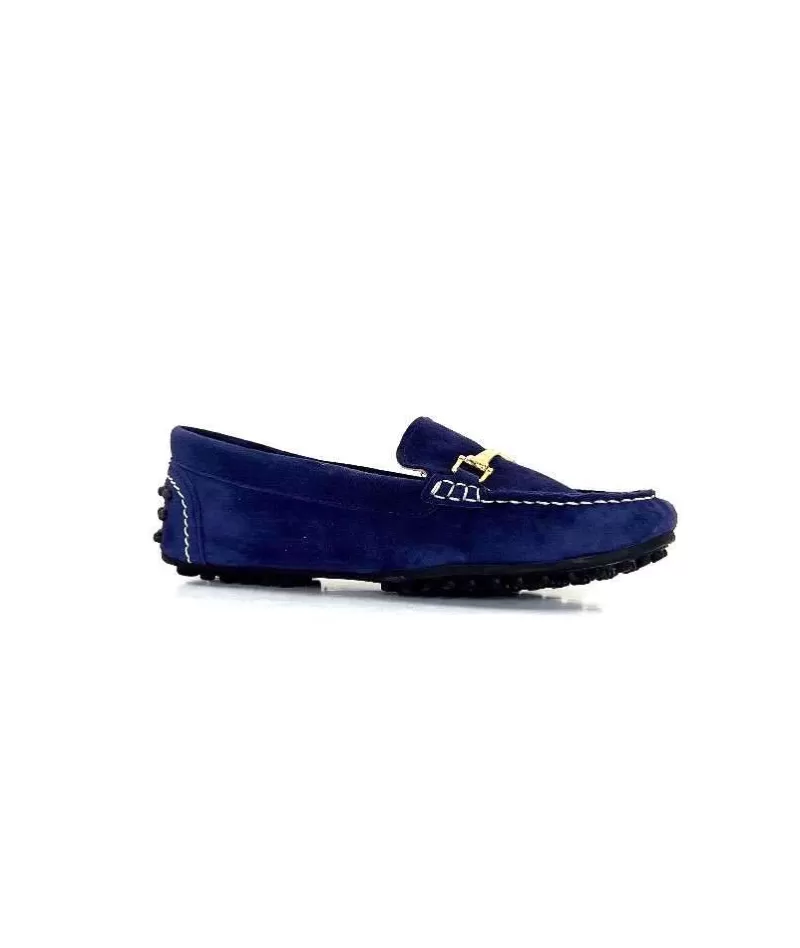 Ivoire0209b Ivoire 12443 Daim Bleu Marine-Femme Mocassins