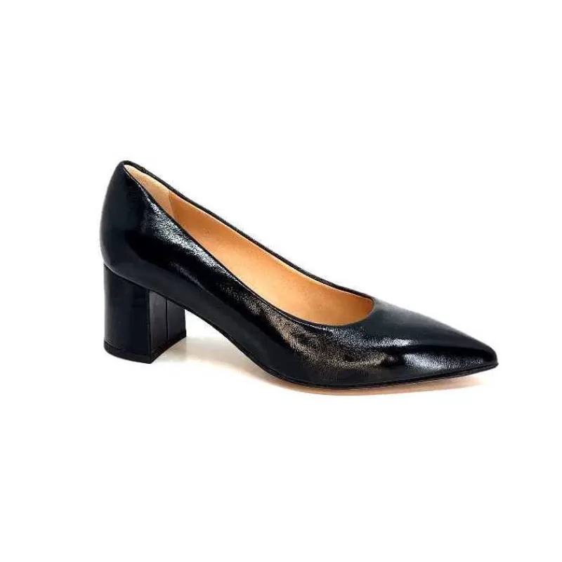 franco russo napoli fgr Ivoire 1601 Cuir Vernis Noir-Femme Escarpins