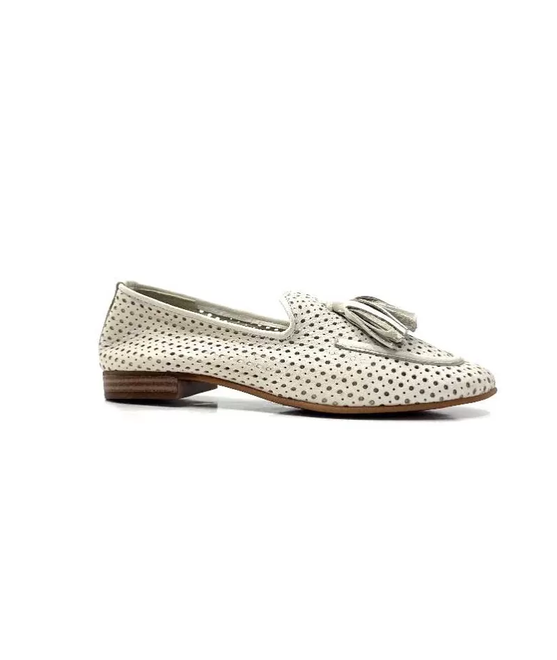 gloria Ivoire 2002 Cuir Egret-Femme Mocassins