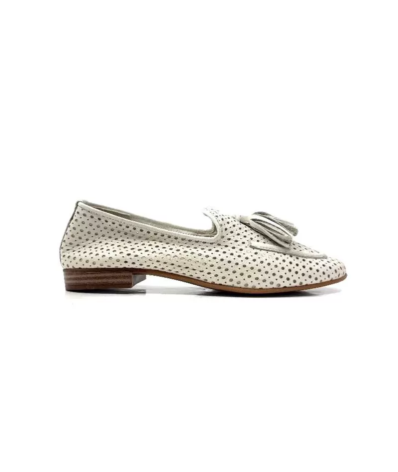 gloria Ivoire 2002 Cuir Egret-Femme Mocassins