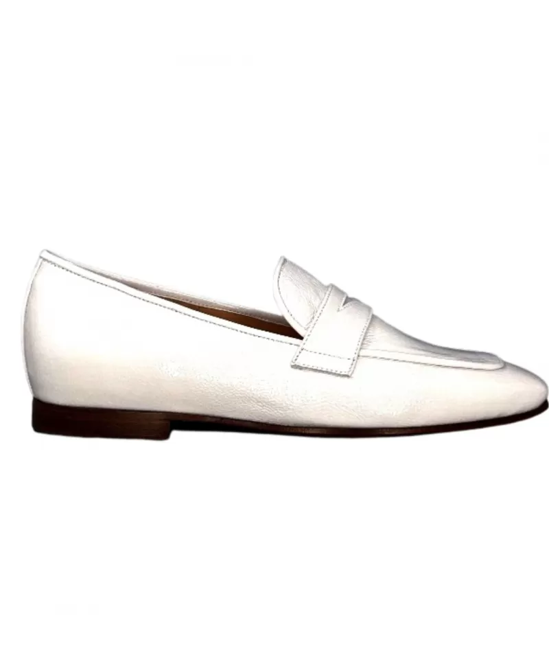 franco russo napoli fgr Ivoire 2103 Cuir Vernis Blanc-Femme Mocassins