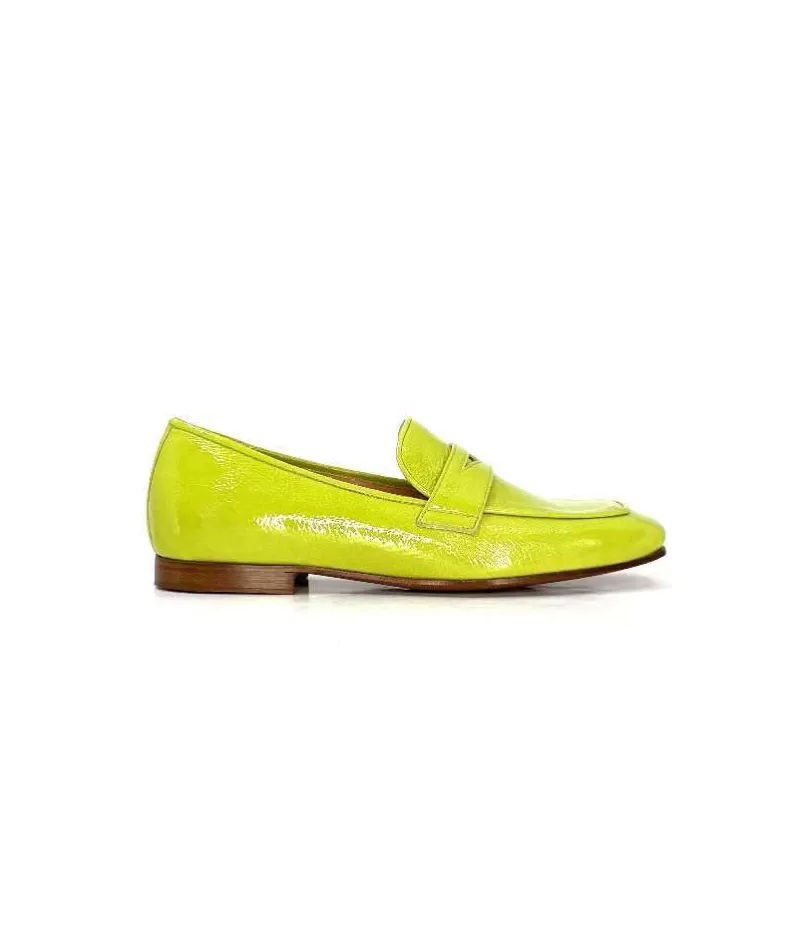 franco russo napoli fgr Ivoire 2103 Cuir Vert-Femme Mocassins