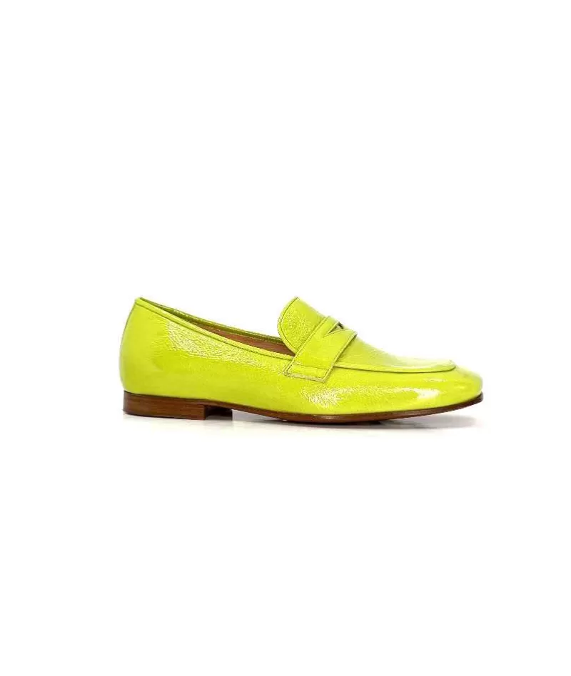 franco russo napoli fgr Ivoire 2103 Cuir Vert-Femme Mocassins