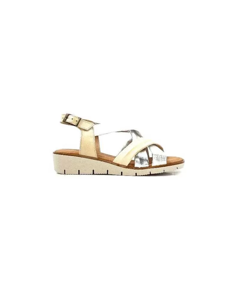 lola canales / calzado pasoli Ivoire 2146 Ceralin Cuir Blanc Beige Argent-Femme Sandales