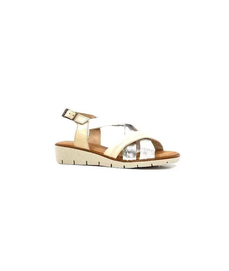 lola canales / calzado pasoli Ivoire 2146 Ceralin Cuir Blanc Beige Argent-Femme Sandales