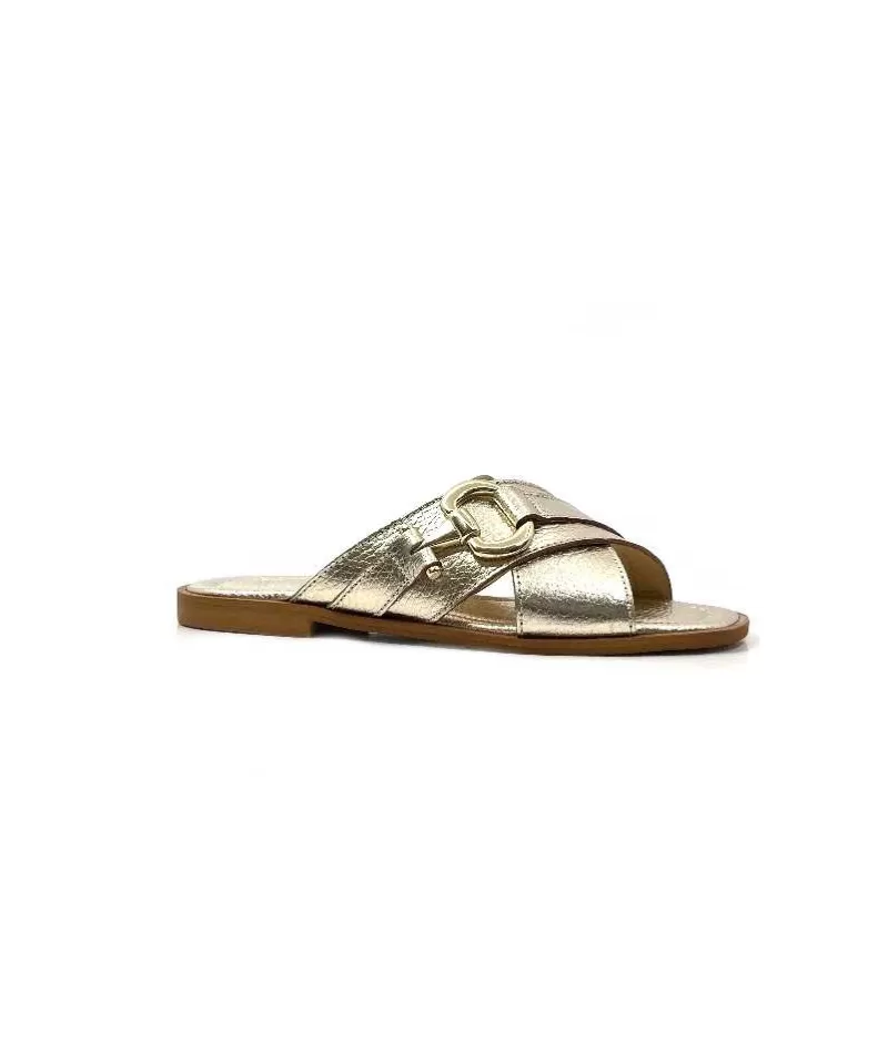 Ivoire0346a Ivoire 22681 Cuir Or-Femme Mules