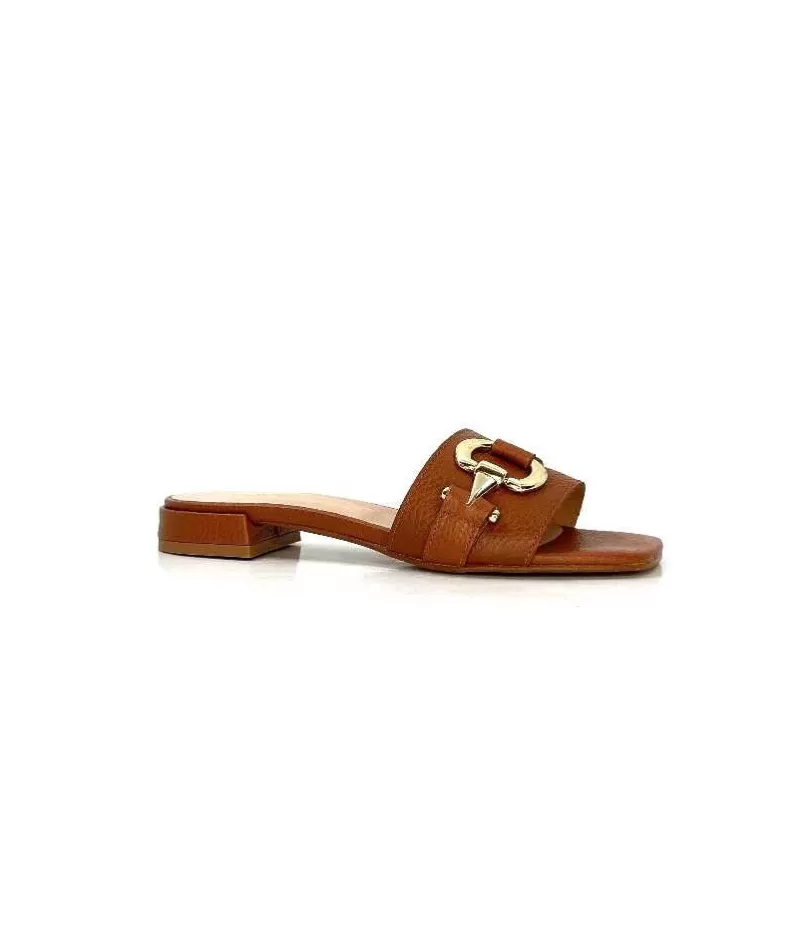 Ivoire0346a Ivoire 22682 Cuir Marron-Femme Mules