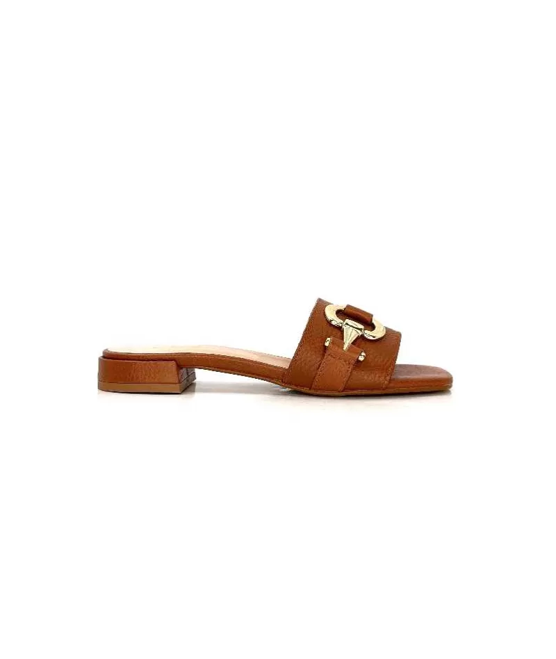 Ivoire0346a Ivoire 22682 Cuir Marron-Femme Mules