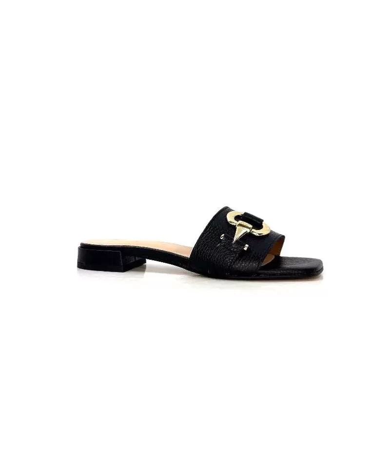 Ivoire0346a Ivoire 22682 Cuir Noir-Femme Mules