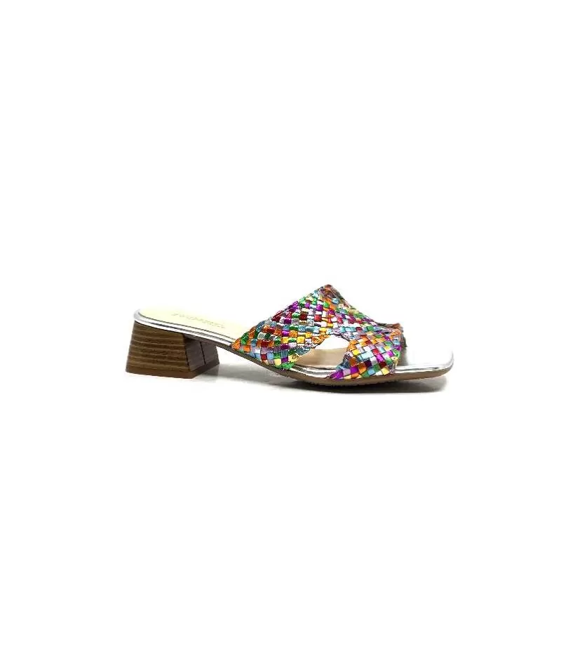 Ivoire0303 Ivoire 23041 Cuir Multicolore-Femme Mules