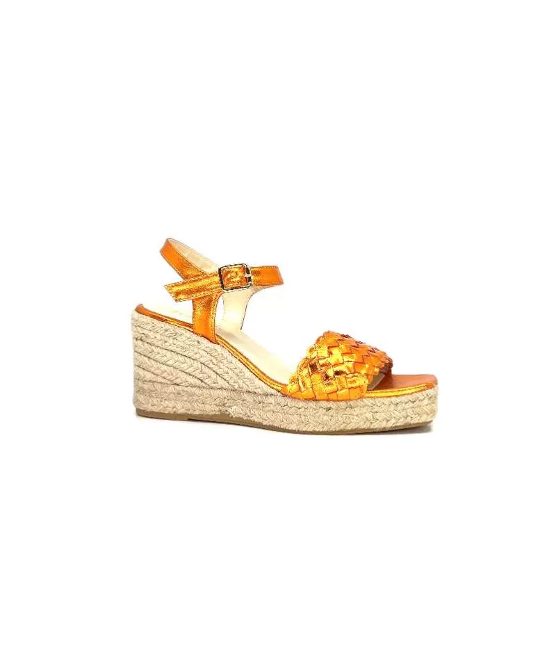 Ivoire0303 Ivoire 23327 Cuir Metal Orange-Femme Plateformes