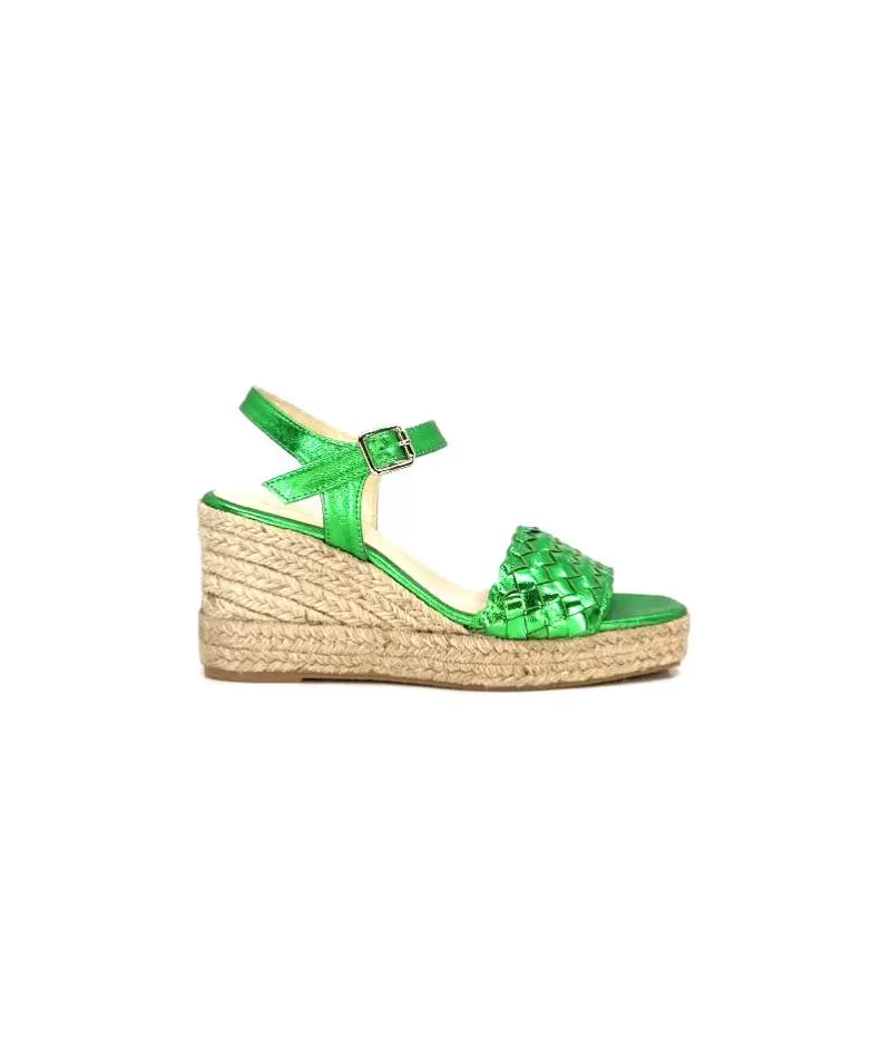 Ivoire0303 Ivoire 23327 Cuir Metal Vert-Femme Sandales