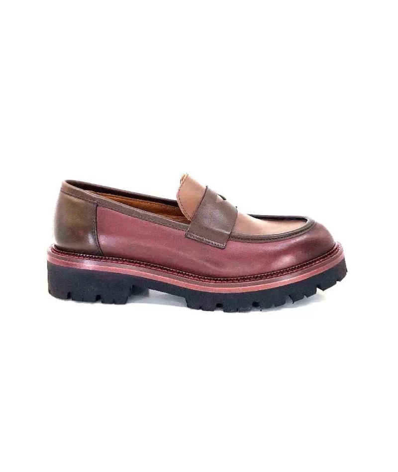 Ivoire0156 Ivoire 3276 Cuir Vino Mattone-Femme Mocassins