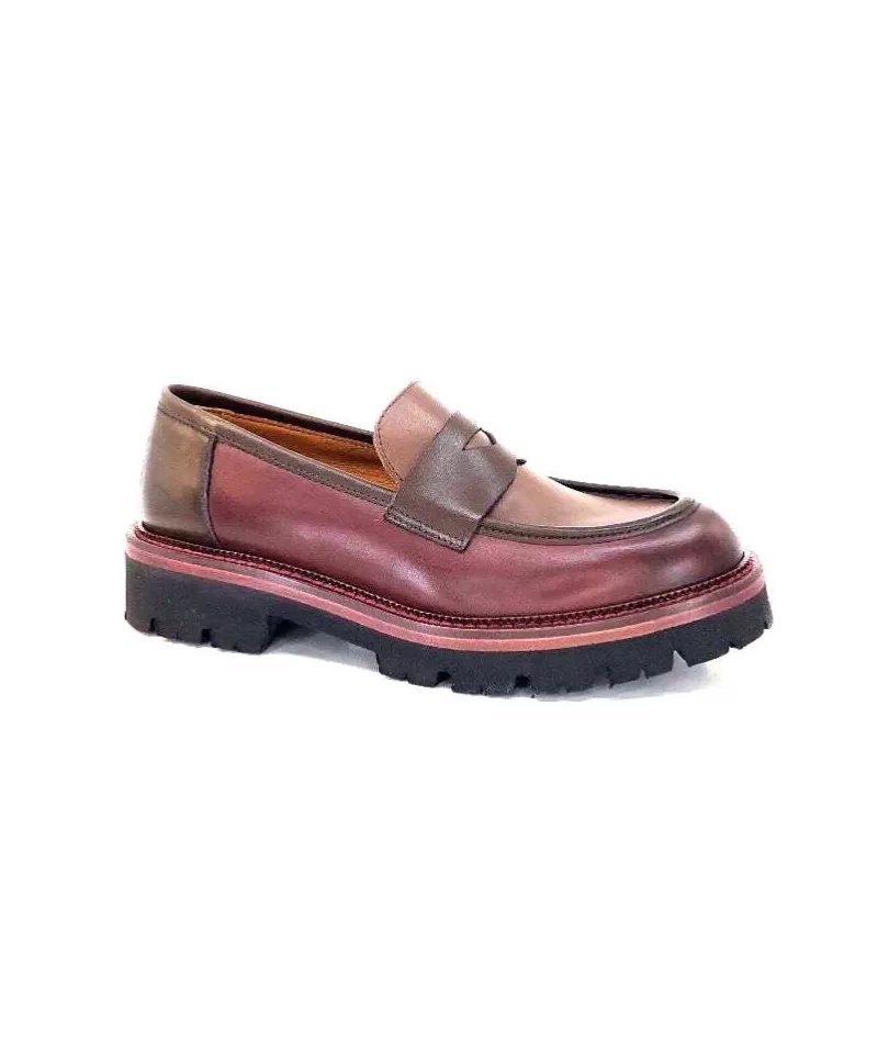 Ivoire0156 Ivoire 3276 Cuir Vino Mattone-Femme Mocassins