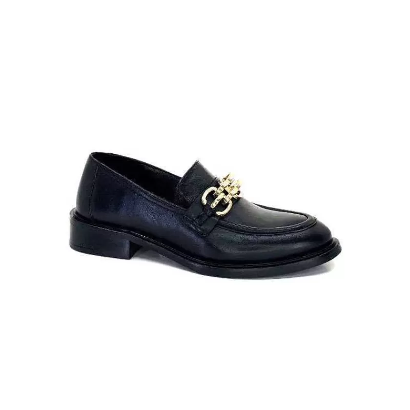 cashka / fatih ustundag Ivoire 3291 Ilay Cuir Noir-Femme Mocassins