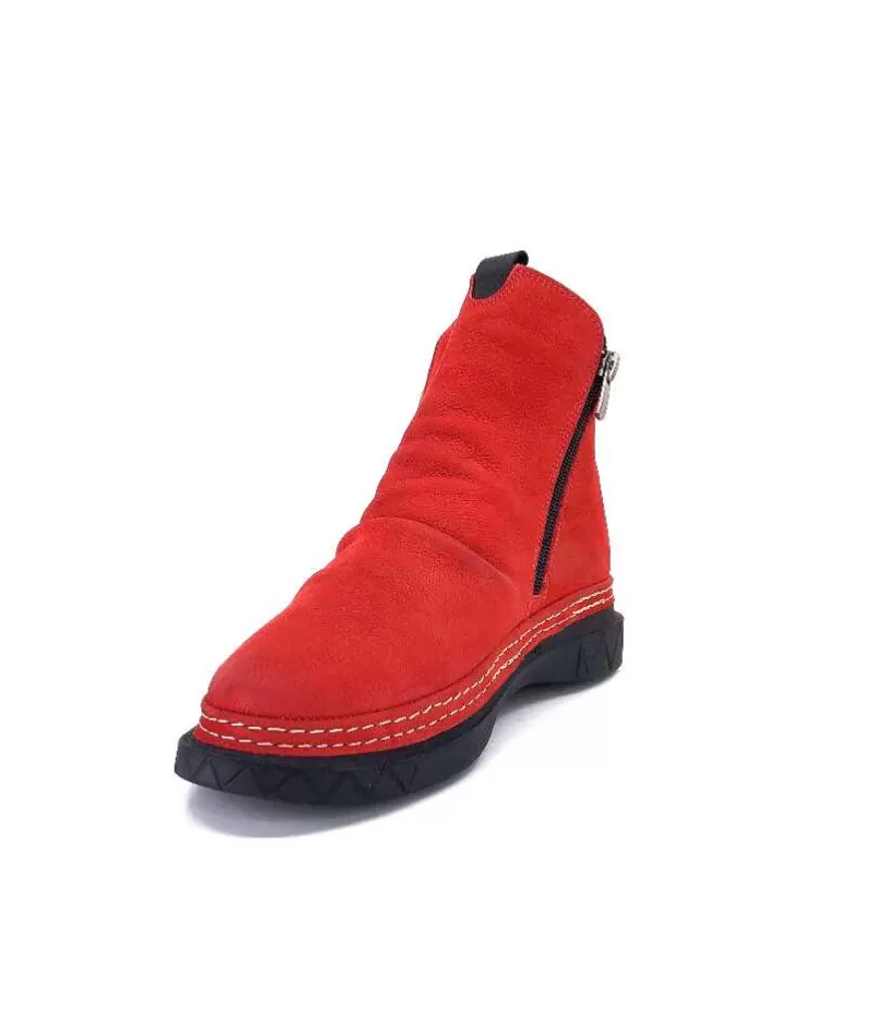 355-ivoire Ivoire 32Fe12 Cuir Vintage Rouge-Femme Bottines