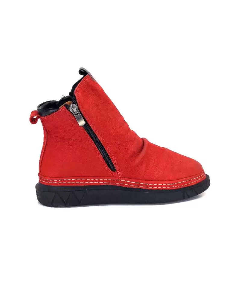 355-ivoire Ivoire 32Fe12 Cuir Vintage Rouge-Femme Bottines