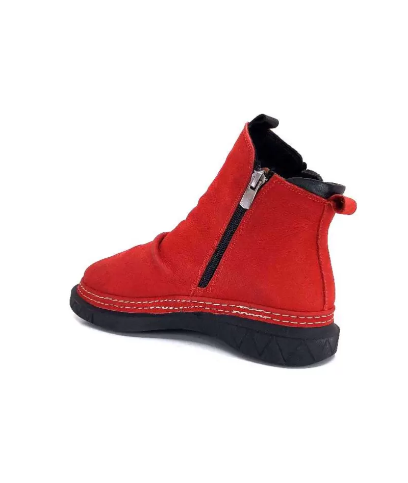 355-ivoire Ivoire 32Fe12 Cuir Vintage Rouge-Femme Bottines