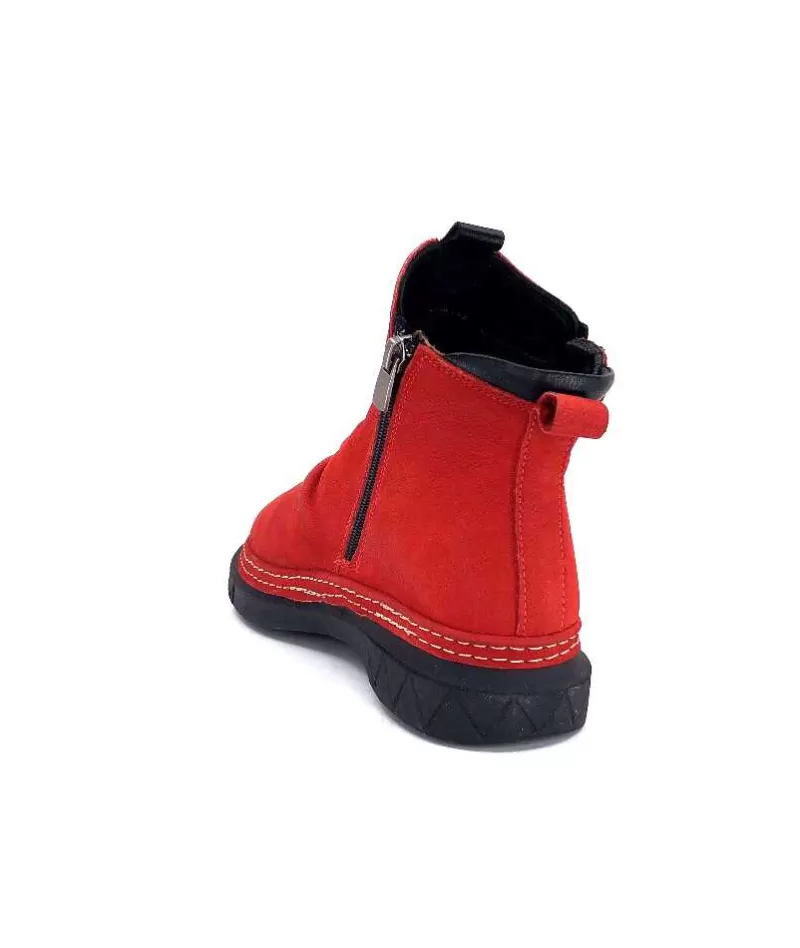 355-ivoire Ivoire 32Fe12 Cuir Vintage Rouge-Femme Bottines