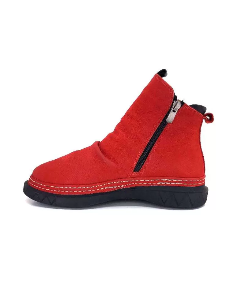 355-ivoire Ivoire 32Fe12 Cuir Vintage Rouge-Femme Bottines
