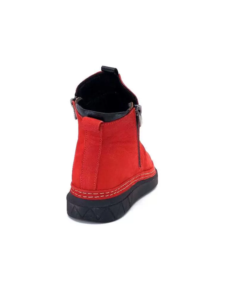 355-ivoire Ivoire 32Fe12 Cuir Vintage Rouge-Femme Bottines
