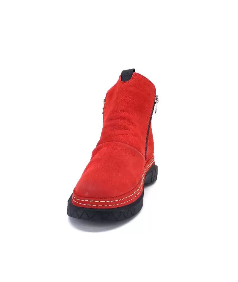 355-ivoire Ivoire 32Fe12 Cuir Vintage Rouge-Femme Bottines