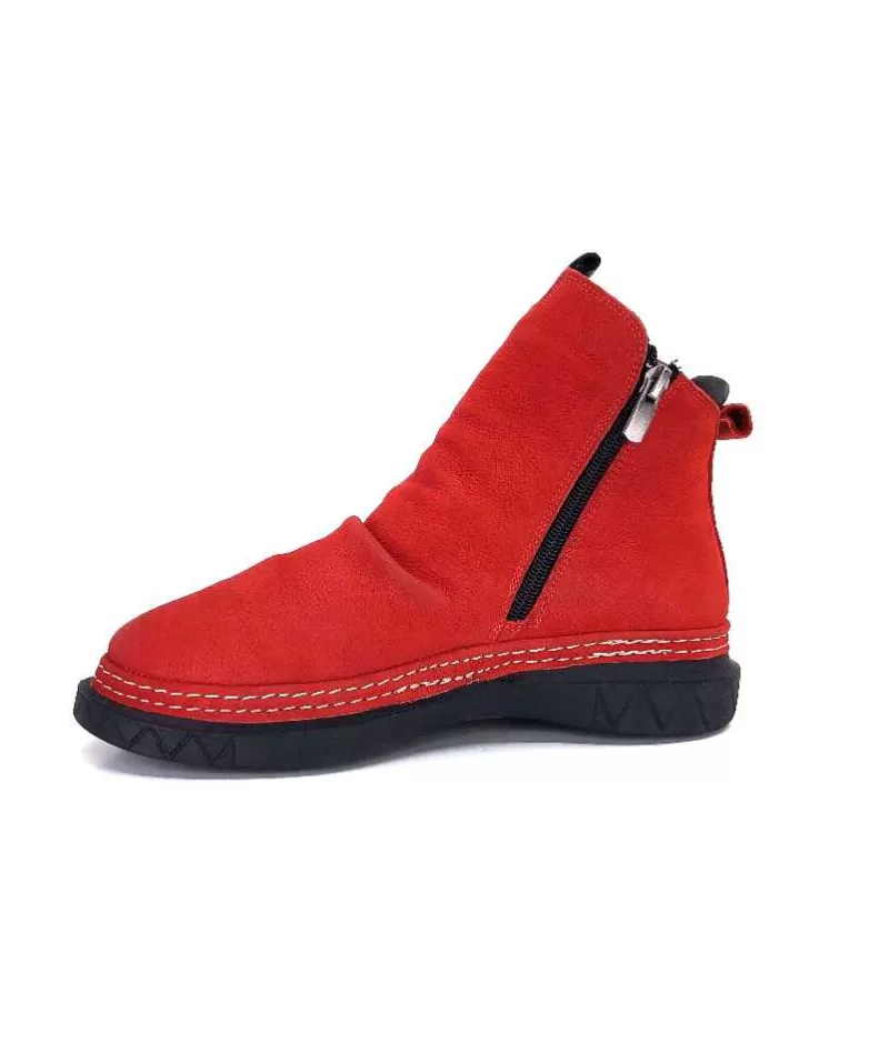 355-ivoire Ivoire 32Fe12 Cuir Vintage Rouge-Femme Bottines
