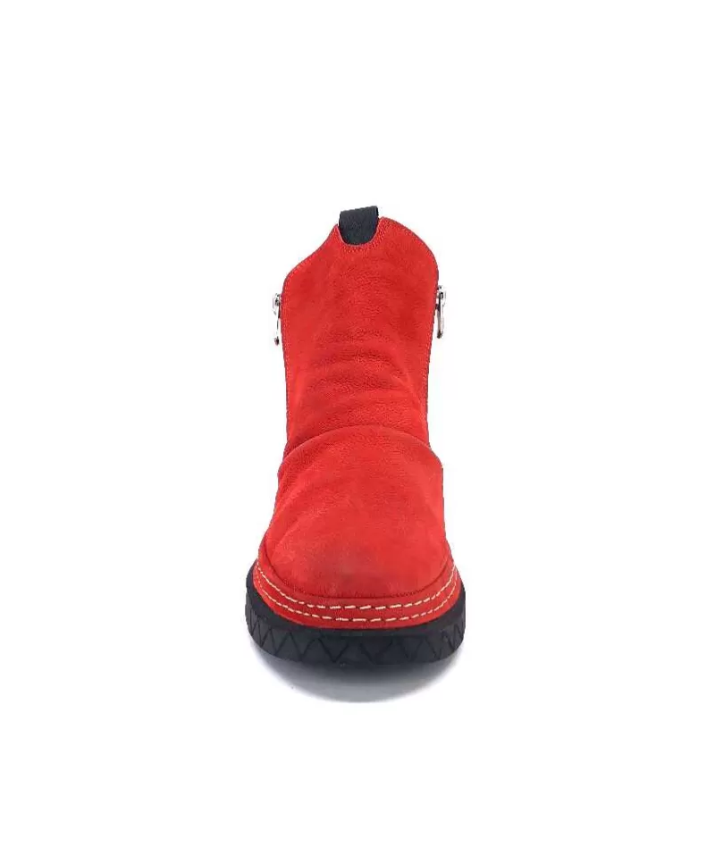 355-ivoire Ivoire 32Fe12 Cuir Vintage Rouge-Femme Bottines