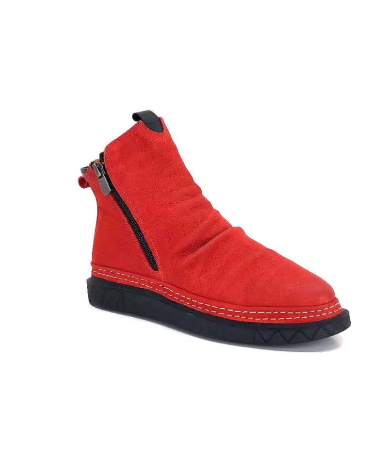 355-ivoire Ivoire 32Fe12 Cuir Vintage Rouge-Femme Bottines