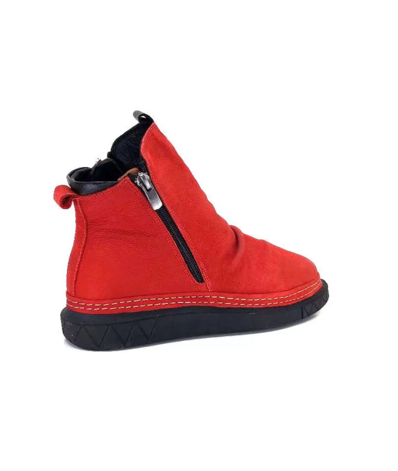 355-ivoire Ivoire 32Fe12 Cuir Vintage Rouge-Femme Bottines
