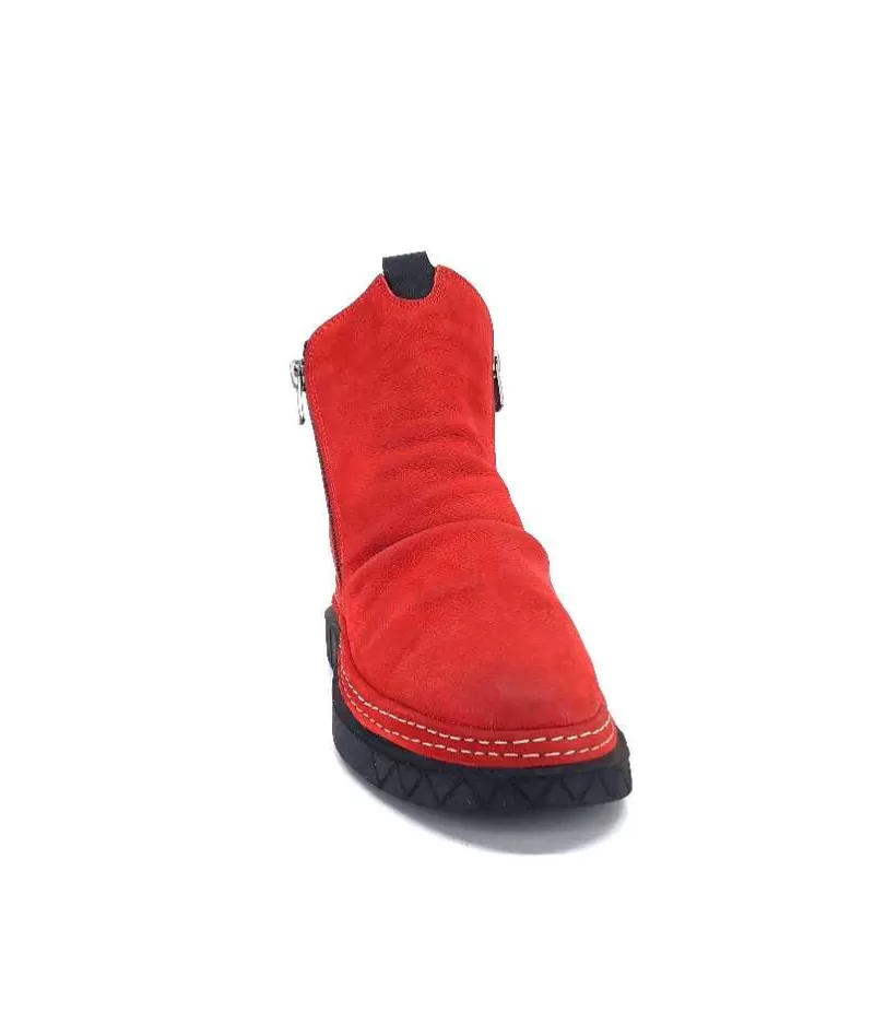355-ivoire Ivoire 32Fe12 Cuir Vintage Rouge-Femme Bottines