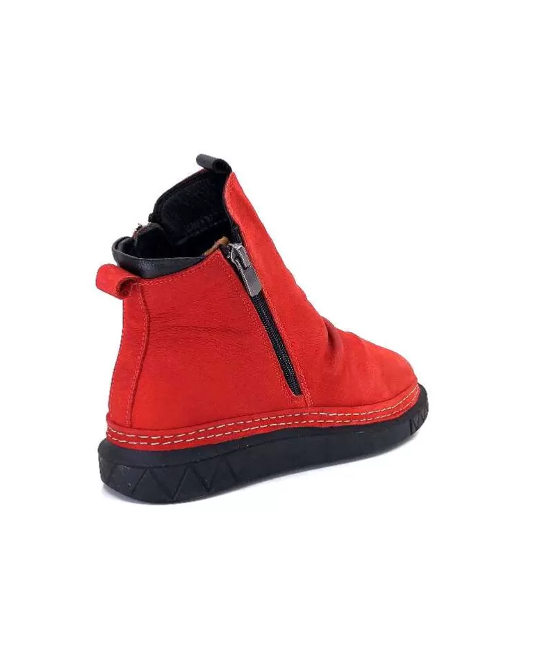355-ivoire Ivoire 32Fe12 Cuir Vintage Rouge-Femme Bottines